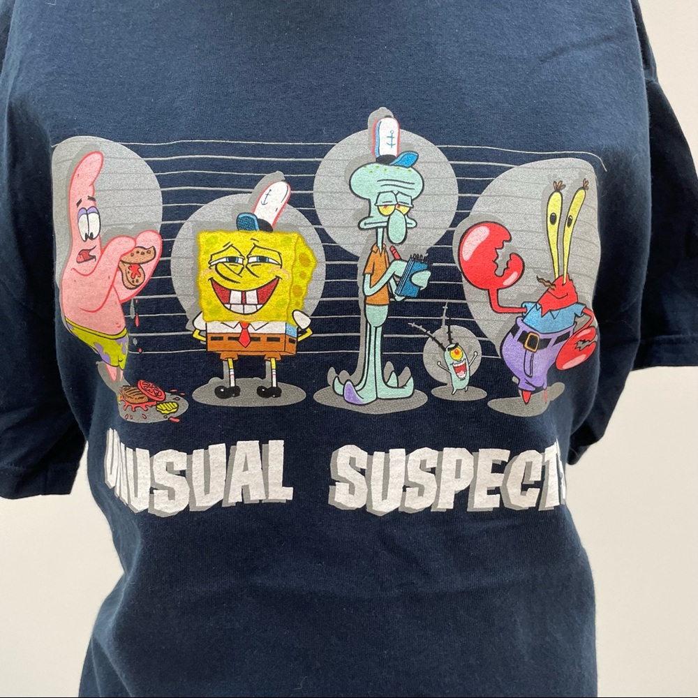 SpongeBob SquarePants & Gang ‘Usual Suspects’ Navy Unisex T-Shirt - Medium